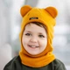 Детская однотонная шапка шлем ОГ 50-52 см вязаный на флисе на осень зиму на мальчика 3-4 года ГЕРМАН горчичная - изображение 2