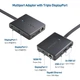 Концентратор USB C для трех мониторов Cable Matters с 3 портами DisplayPort, USB-A и USB-C. Черный. - изображение 3