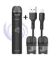 Многоразовая электронная сигарета вейп Pod система Joyetech Evio M Pro 1100 mAh Black + 2 картриджа 2.8 мл + кабель type-c ACG в комплекте к под системы под перезаправляемая курилка электронка подик для заправки жидкости до 30 Вт - изображение 1