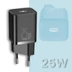Мережевий зарядний пристрій Baseus Super Si Quick Charger адаптер Type-C з швидкою зарядкою 25W, Чорний - зображення 1