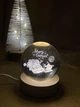 Нічник кришталева куля 3D в кімнаті нічний світильник новорічний merry christmas Дід мороз на санях Різдво - зображення 1