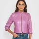 Кожаная куртка короткая VK розовая женская (арт. LT311-S) 46 - изображение 4