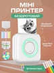 Мини принтер для телефона печати фотографий этикеток наклеек портативный термопринтер UnA + Подарок фломастеры маленький с блютузом без чернил для детей белый с салатовым (126.0002) - изображение 1