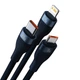 Кабель Baseus Flash Series Ⅱ Two-for-three Charging Cable U+C to M+L+C 100W 1.2m Blue (CASS030103) - изображение 3