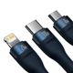 Кабель Baseus Flash Series Ⅱ Two-for-three Charging Cable U+C to M+L+C 100W 1.2m Blue (CASS030103) - изображение 4