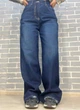 Джинсы женские Its Basic 4107 baggy jeans палаццо широкие от бедра 36 темно синие - изображение 6