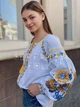 Літня вишиванка із соняхами у стилі бохо "Інга" вишита квіткова блуза біла 11867-52 (XL) - зображення 2