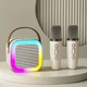 Бездротова портативна Bluetooth колонка з караоке-системою на 2 мікрофони EVIO K12 (Бежевий) - зображення 2