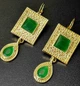 Серьги бижутерия Модный винтаж Зеленые подвески jeweston Золотые - изображение 3