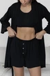Комплект женский тройка халат топ шорты Scarlet Collection L-XL черный - изображение 3