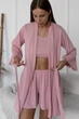 Комплект женский тройка халат топ шорты Scarlet Collection L-XL розовый - изображение 4