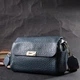 Женская кожаная сумка Vintage синяя 20,5x13x9,5 см с оригинальным ремнем через плечо 60815 - изображение 8
