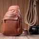 Женская сумка-слинг Vintage 17х27х6,5 см рыжая из экокожи с отверстием для наушников 60733 - изображение 10