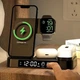 Бездротова зарядка Magsafe - стенд + годинник та нічник - A37 4 in 1 Fast 30W для iPhone Apple Watch AirPods для айфона часів - Чорна - зображення 3