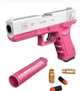 Пістолет дитячий іграшковий GLOCK із безпечними кулями, фірмовим глушником і поролоновими патронами Рожевий - зображення 2