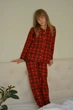 Теплая детская пижама (рубашка + штаны) флис Family look SNS 134-140 красная клетка 2510520 - изображение 1