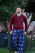 Теплая мужская пижама (лонгслив + штаны) Флисовая Pijamoni 2XL Бордо 2109485 - изображение 1