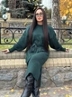 Теплое платье с поясом изумрудного цвета 30083 One Size - изображение 3