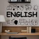Вінілова наклейка на стіну English 154х97см декор для школи англійська у класі Happy Pocket Чорний матовий (HP-087M-070M) - зображення 4
