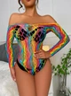 Еротичний яскравий жіночий боді сітка сексуальна еротична білизна Sexy One Size різнокольоровий (5-206) - зображення 1