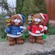 Новогодние фигуры Мишки в синем и красном костюме с фонариком, (2 шт. 28×18×17 см), новогодние фигурки для улицы - изображение 1