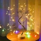 Настольный LED светильник ночник (Дерево Бонсай с Лепестками) на 72 LED Диода USB + 3AA Цвет света Теплый цвет лампы Золотистый - изображение 1