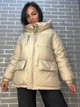 Куртка женская Lady Yep 9013 пуффер удлиненная наложенные карманы с капюшоном 46 бежевая - изображение 1