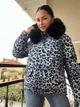 Куртка жіноча Lady Yep 9063 подовжена леопардовий принт з капюшоном хутро 44 сіра - зображення 6