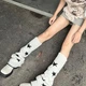 Гетри теплі двосторонні для школи в стилі Аніме y2k Grunge зірки One Size чорно-білі (10325) - зображення 1