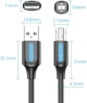 Кабель Vention USB AM-BM, 1.0 м, 480Mbps Printer PVC Чорний (COQBF) - зображення 3