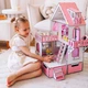 Кукольный домик NestWood Мини коттедж с органайзером с мебелью гостинная розовый (kdl001op) - изображение 1