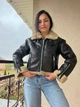 Дубленка женская Aftf Basic 2407 короткая молния с мехом экозамш L темно коричневая - изображение 6