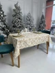 Скатерть водоотталкивающая с помпонами новогодняя Delux Textil Классическая снежинка золотая 140 х 110 см (368046) - изображение 4
