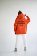 Худи оверсайз женское Nadiupishou с вышивкой ALCATRAZ теплое на флисе L-XL оранжевое (0171) - изображение 5