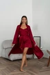 Комплект жіночий шовковий халат і нічна сорочка Valerie L-XL бордовий - зображення 1