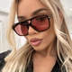 Солнцезащитные очки No Brand авиатор Casual розовые с черным - изображение 1
