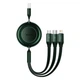 Кабель Baseus Bright Mirror 2 Series Retractable 3-in-1 Fast Charging Data Cable USB to M+L+C 3.5A 1.1m Green (CAMJ010006) - изображение 1