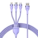 Кабель Baseus Flash Series Ⅱ One-for-three Fast Charging Data Cable USB to M+L+C 66W 1.2m Purple (CASS040005) - зображення 1