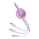 Кабель Baseus Bright Mirror 2 Series Retractable 3-in-1 Fast Charging Data Cable Type-C to M+L+C 100W 1.1m Purple (CAMJ010205) - зображення 2
