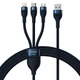 Кабель Baseus Flash Series Ⅱ One-for-three Fast Charging Data Cable USB to M+L+C 100W 1.2m Blue (CASS030003) - изображение 1