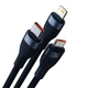 Кабель Baseus Flash Series Ⅱ One-for-three Fast Charging Data Cable USB to M+L+C 100W 1.2m Blue (CASS030003) - изображение 2