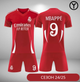 Форма футбольная детская Mbappe (Мбаппе) 10 REAL MADRID 2025,28 размер, 14 лет, 150-155 см, красная - изображение 1