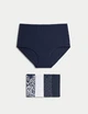 Набор хлопковых трусиков Marks&Spencer высокая посадка Full briefs 5 шт 10(38) navy mix разноцветный 0045 - изображение 1