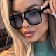 Солнцезащитные очки No Brand авиатор Daily имиджевые голубые с черным - изображение 1