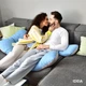 Подушка для сна и отдыха, для беременных П-формы IDEIA 140х75х20 см со стеганным чехлом на молнии джинс/св. серый (8-33724*003) - изображение 10