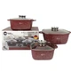 Кухонний набір каструль з антипригарним гранітним покриттям Higher Kitchen HK-302 3 шт Червоний - зображення 3