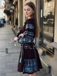 Платье вышиванка льняное бохо стиль с голубой вышивкой меди "Макош шоколад" Коричневое 11864-50 (XL) - изображение 4