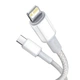 Кабель 2м.Type-C to Lightning High Density Braided 20W White, Baseus для зарядки, передачи данных (CATLGD-A02) - изображение 2
