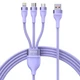 Кабель Baseus Flash Series Ⅱ One-for-three Fast Charging Data Cable USB to Micro-USB+Lightning+Type-C 100W 1.2m Purple (CASS030005) - изображение 1