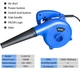 Пылесос для чистки компьютера, воздуходувка Electric Blower 9426 1000 Вт Blue - изображение 3
